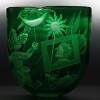 Arrival of the Green Man Over cased green glass diamond wheel engraved Size18x18x12cm.jpg